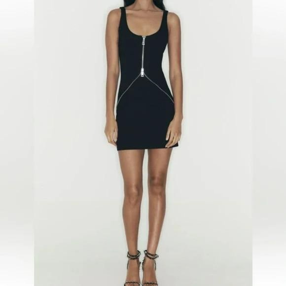 ZARA ZIPPER MINI DRESS - Picture 1 of 6